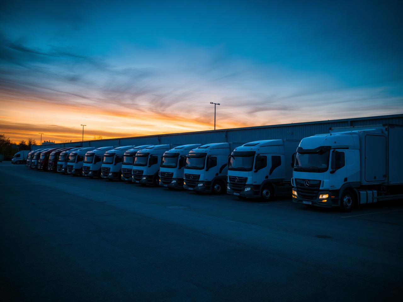 Commercial fleet at sunset